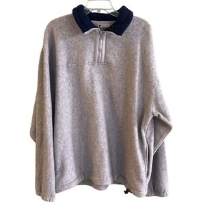Northwest Territory Gray Blue Collar Fleece 1/4 Zip Jacket Cinch Cord Large